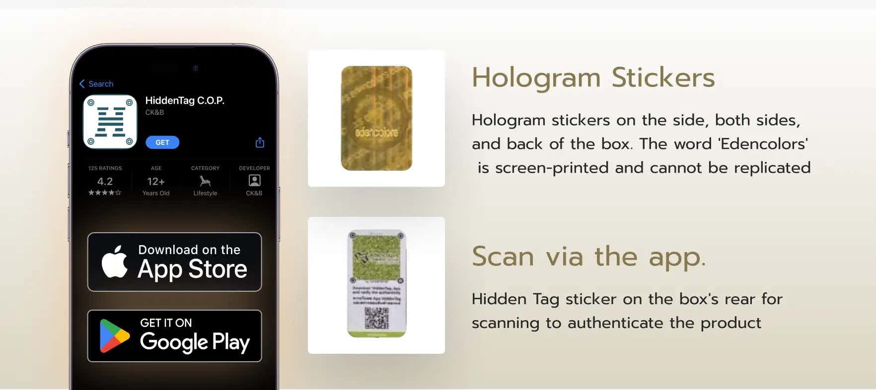 Edencolors  Verify with QR code and Hologram